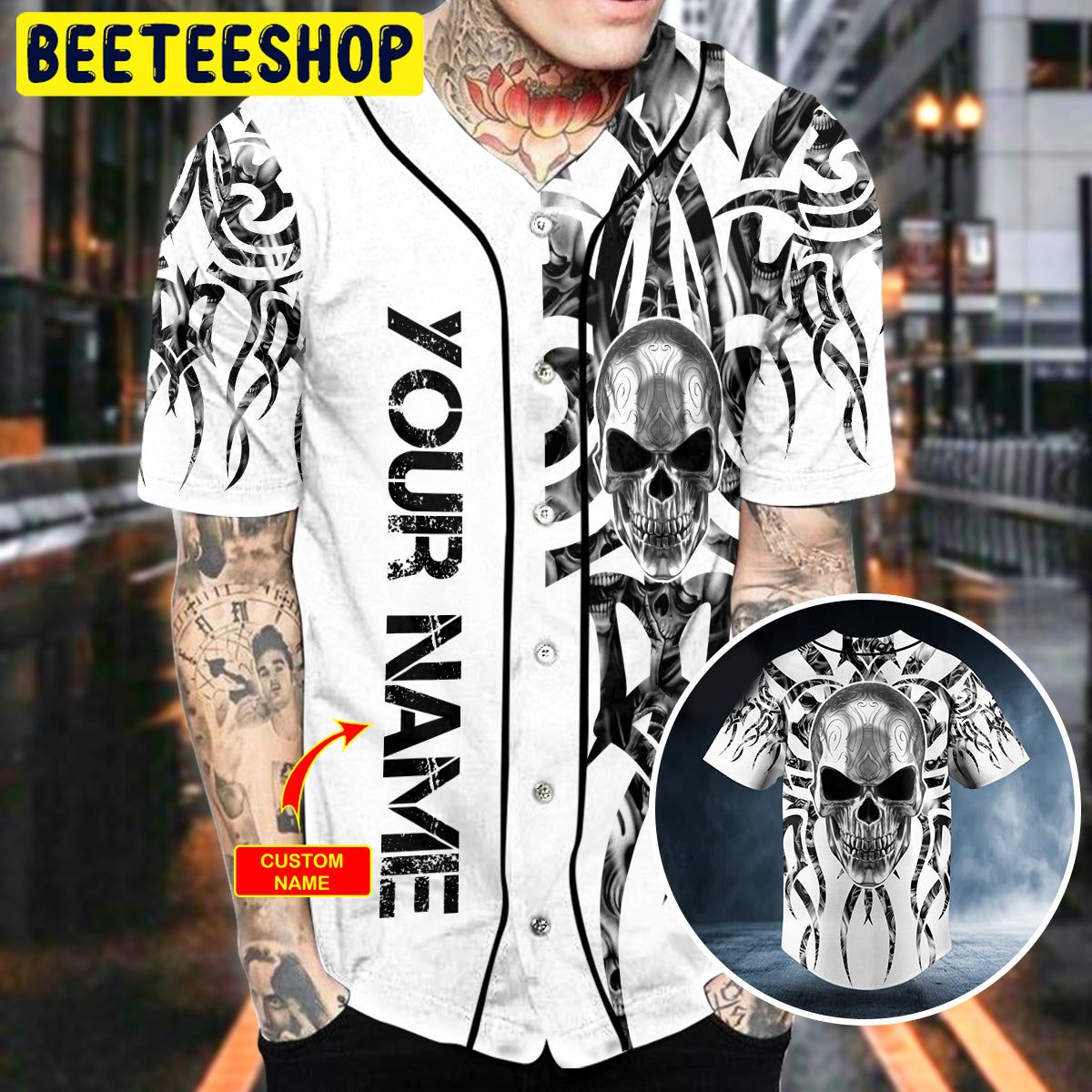 Tribal Metal Skull Custom Trending Baseball Jersey Tribal Metal Skull Custom Trending Baseball Jersey