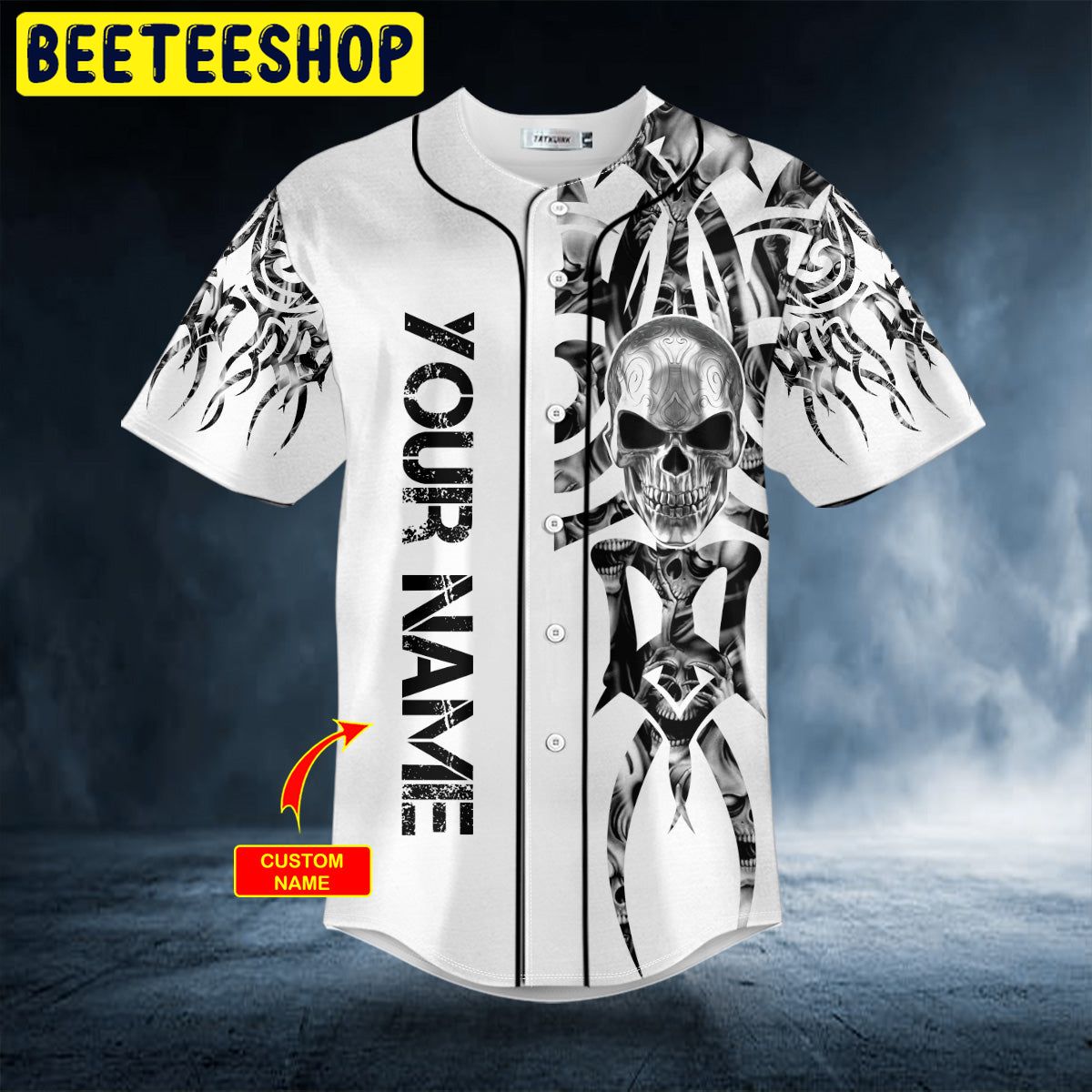 Tribal Metal Skull Custom Trending Baseball Jersey Tribal Metal Skull Custom Trending Baseball Jersey