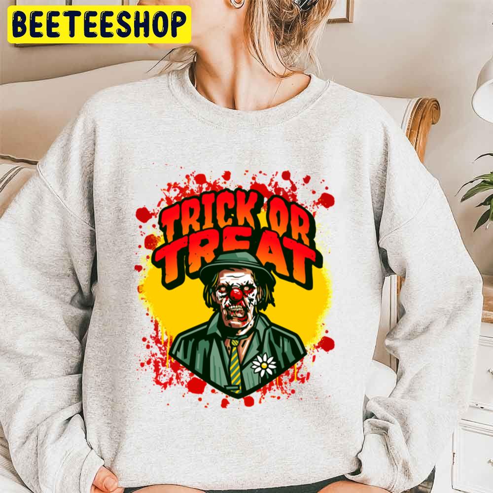 Trick Or Treat Zombie Scary Clown Bloody Monster Horror Joker Halloween Trending Unisex Sweatshirt Trick Or Treat Zombie Scary Clown Bloody Monster Horror Joker Halloween Trending Unisex Sweatshirt