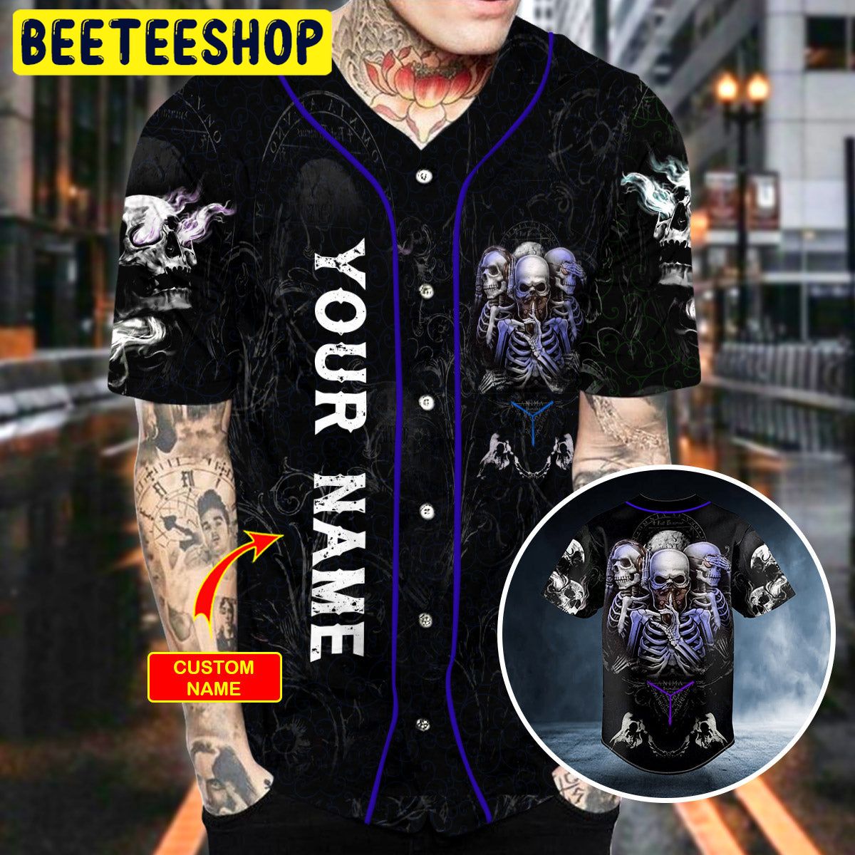 Trio IDC IDK IDGAF Skull Custom Trending Baseball Jersey Trio IDC IDK IDGAF Skull Custom Trending Baseball Jersey