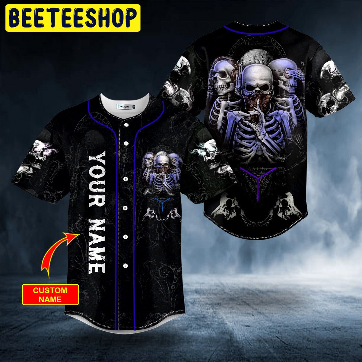 Trio IDC IDK IDGAF Skull Custom Trending Baseball Jersey Trio IDC IDK IDGAF Skull Custom Trending Baseball Jersey
