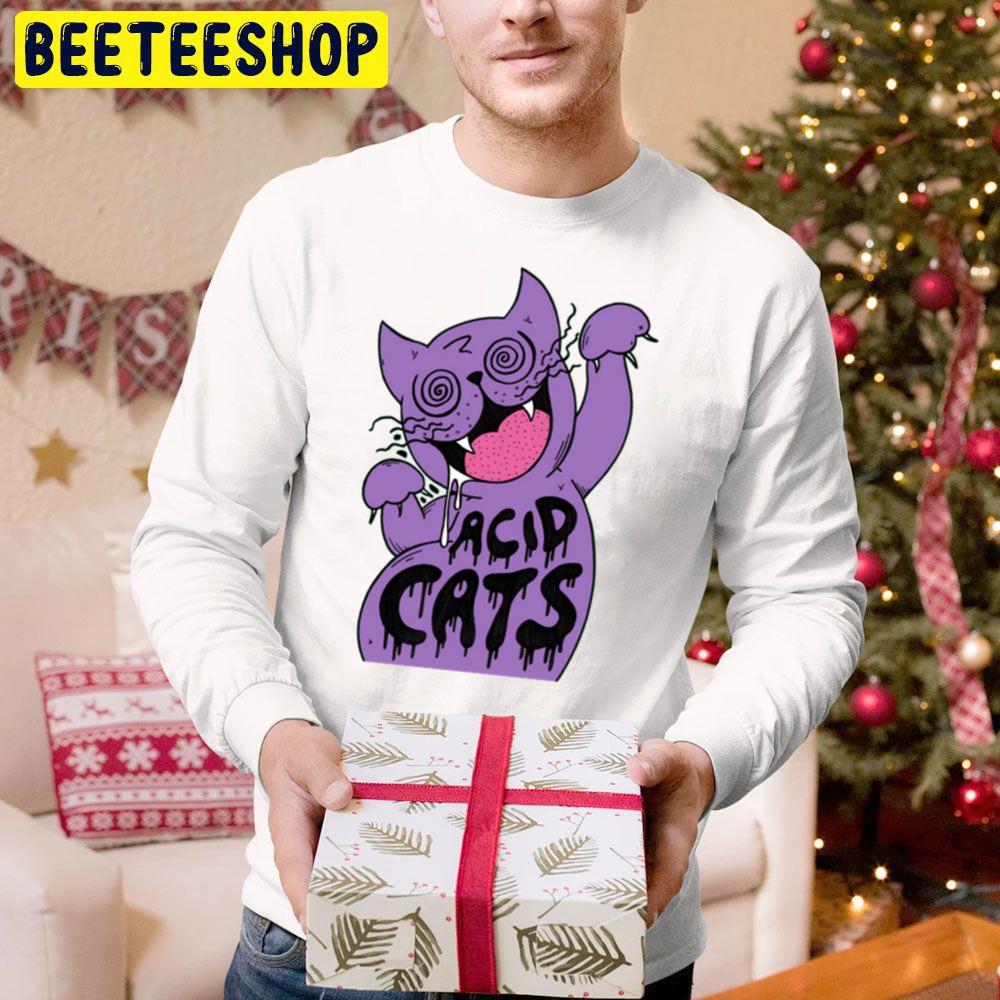 Trippy Acid Cats Purple Trending Unisex Hoodie Trippy Acid Cats Purple Trending Unisex Hoodie