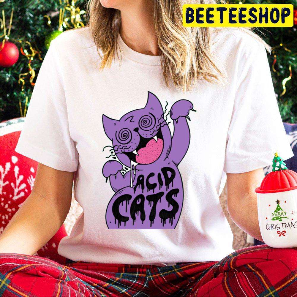 Trippy Acid Cats Purple Trending Unisex Hoodie Trippy Acid Cats Purple Trending Unisex Hoodie