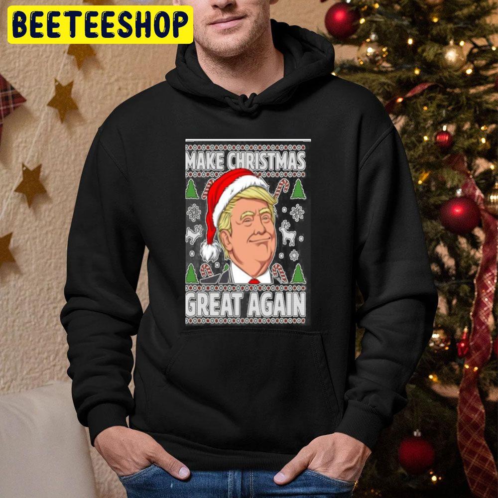 Trump Funny Make Christmas Great Again Political Ugly Christmas Pattern Trending Unisex Hoodie Trump Funny Make Christmas Great Again Political Ugly Christmas Pattern Trending Unisex Hoodie