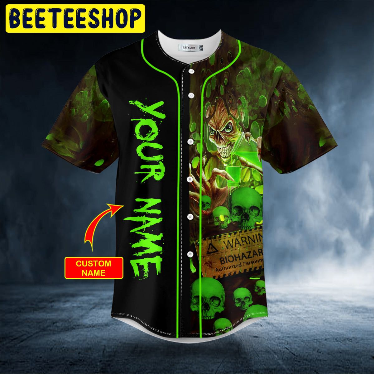 Trust Wrong People Green Biohazard Monster Skull Custom Trending Baseball Jersey Trust Wrong People Green Biohazard Monster Skull Custom Trending Baseball Jersey