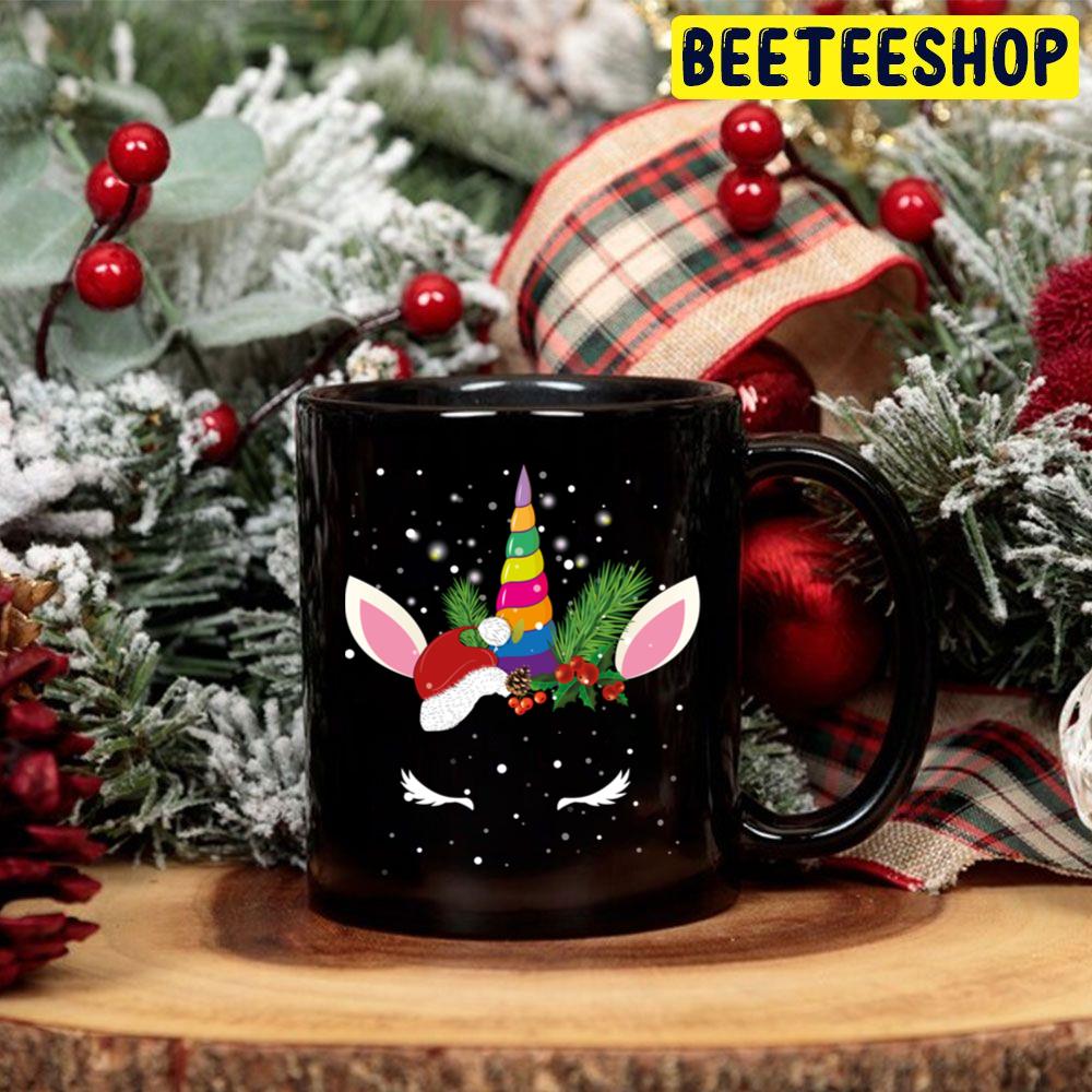 Unicorn Face Santa Hat Christmas Trending Unisex Hoodie Unicorn Face Santa Hat Christmas Trending Unisex Hoodie