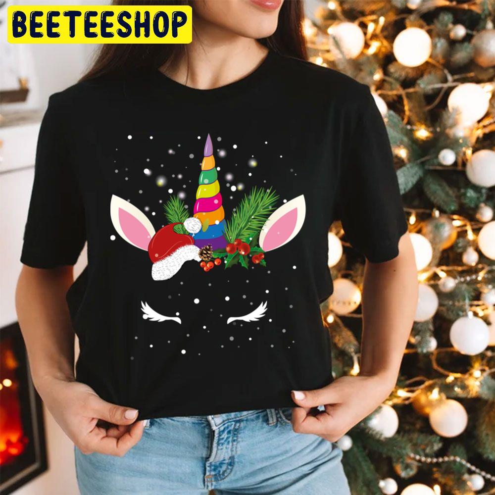 Unicorn Face Santa Hat Christmas Trending Unisex Hoodie Unicorn Face Santa Hat Christmas Trending Unisex Hoodie