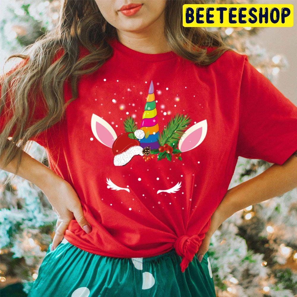 Unicorn Face Santa Hat Christmas Trending Unisex Hoodie Unicorn Face Santa Hat Christmas Trending Unisex Hoodie