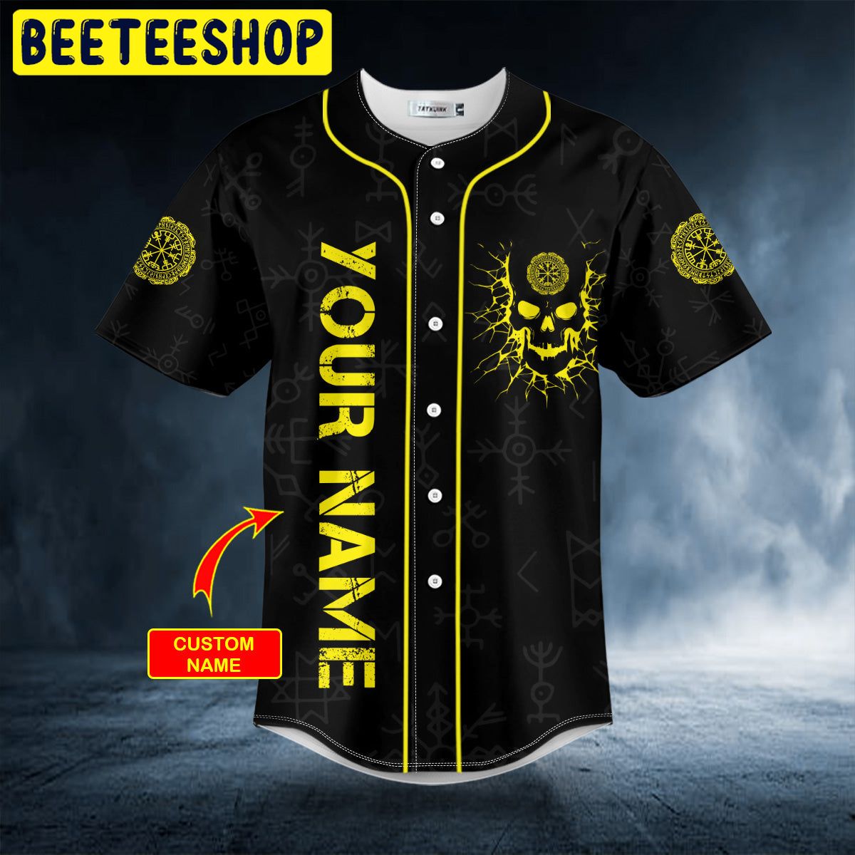 Viking Compass Yellow Skull Custom Trending Baseball Jersey Viking Compass Yellow Skull Custom Trending Baseball Jersey