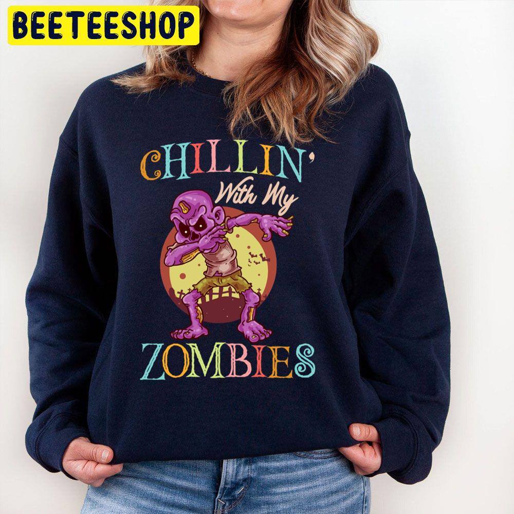 Vintage Chillin With My Zombies Halloween Trending Unisex Sweatshirt Vintage Chillin With My Zombies Halloween Trending Unisex Sweatshirt
