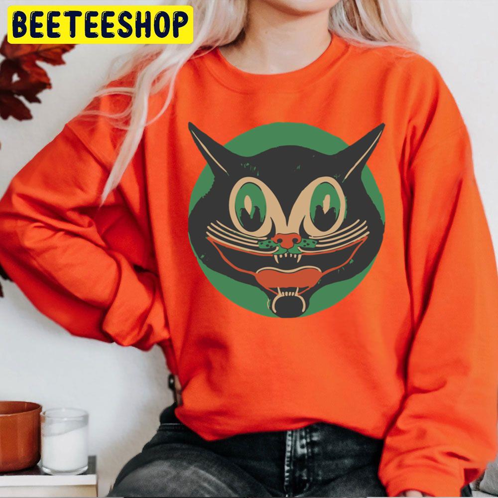 Vintage Halloween Black Cat Scaredy Cat Trending Unisex Sweatshirt Vintage Halloween Black Cat Scaredy Cat Trending Unisex Sweatshirt