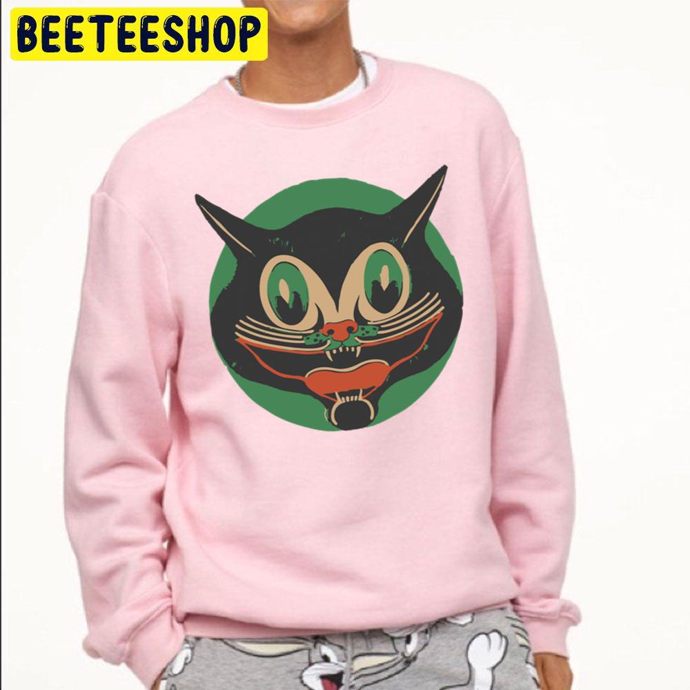 Vintage Halloween Black Cat Scaredy Cat Trending Unisex Sweatshirt Vintage Halloween Black Cat Scaredy Cat Trending Unisex Sweatshirt
