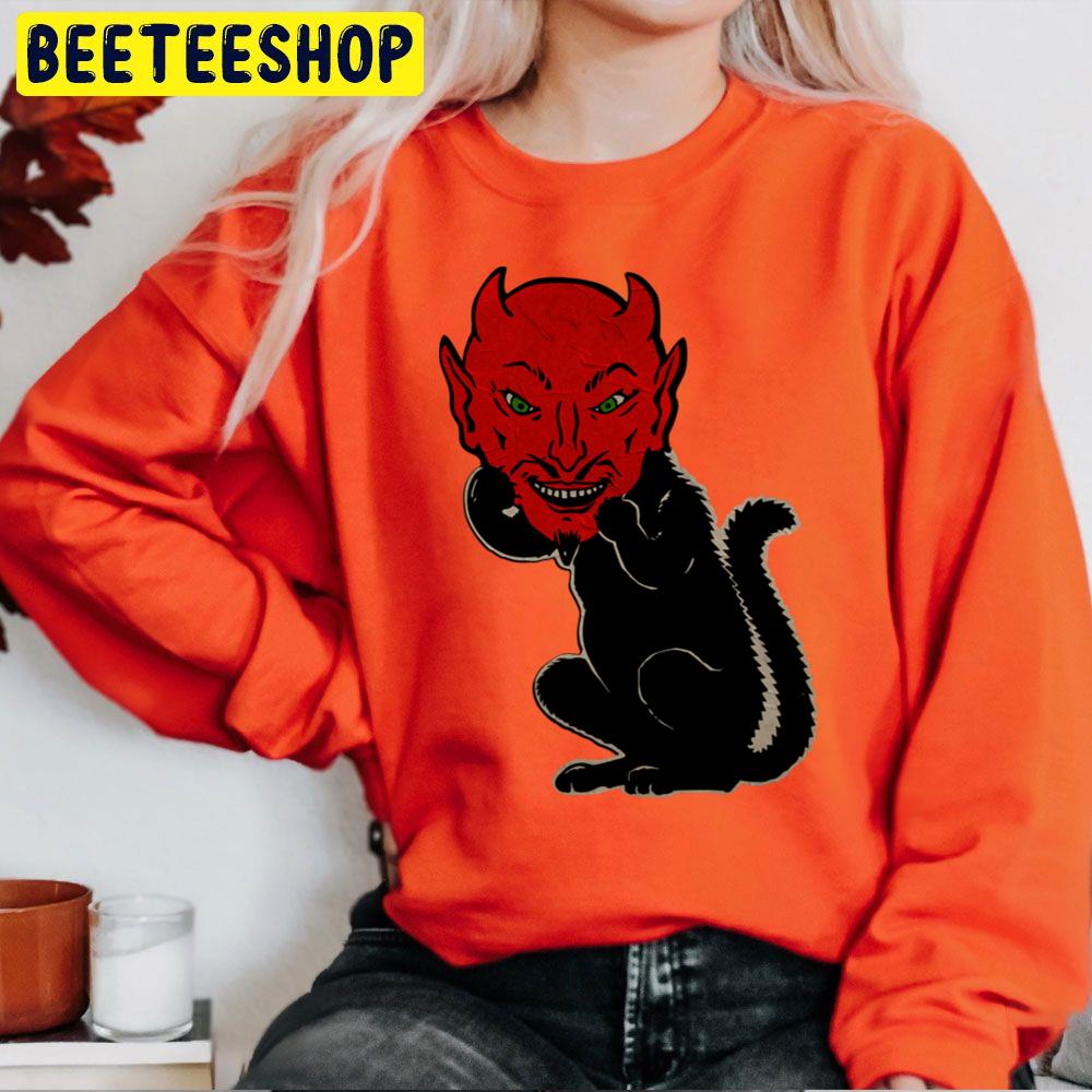 Vintage Halloween Devil Cat Trending Unisex Sweatshirt Vintage Halloween Devil Cat Trending Unisex Sweatshirt