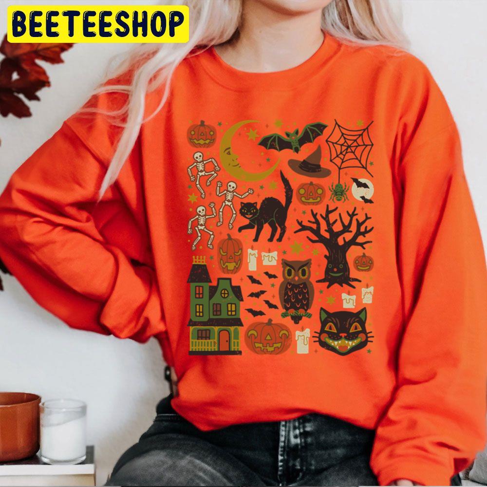 Vintage Halloween Pattern Trending Unisex Sweatshirt Vintage Halloween Pattern Trending Unisex Sweatshirt