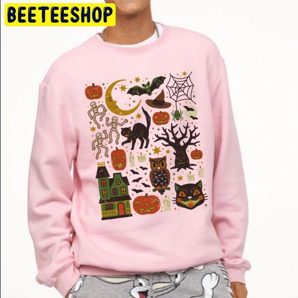 Vintage Halloween Pattern Trending Unisex Sweatshirt Vintage Halloween Pattern Trending Unisex Sweatshirt