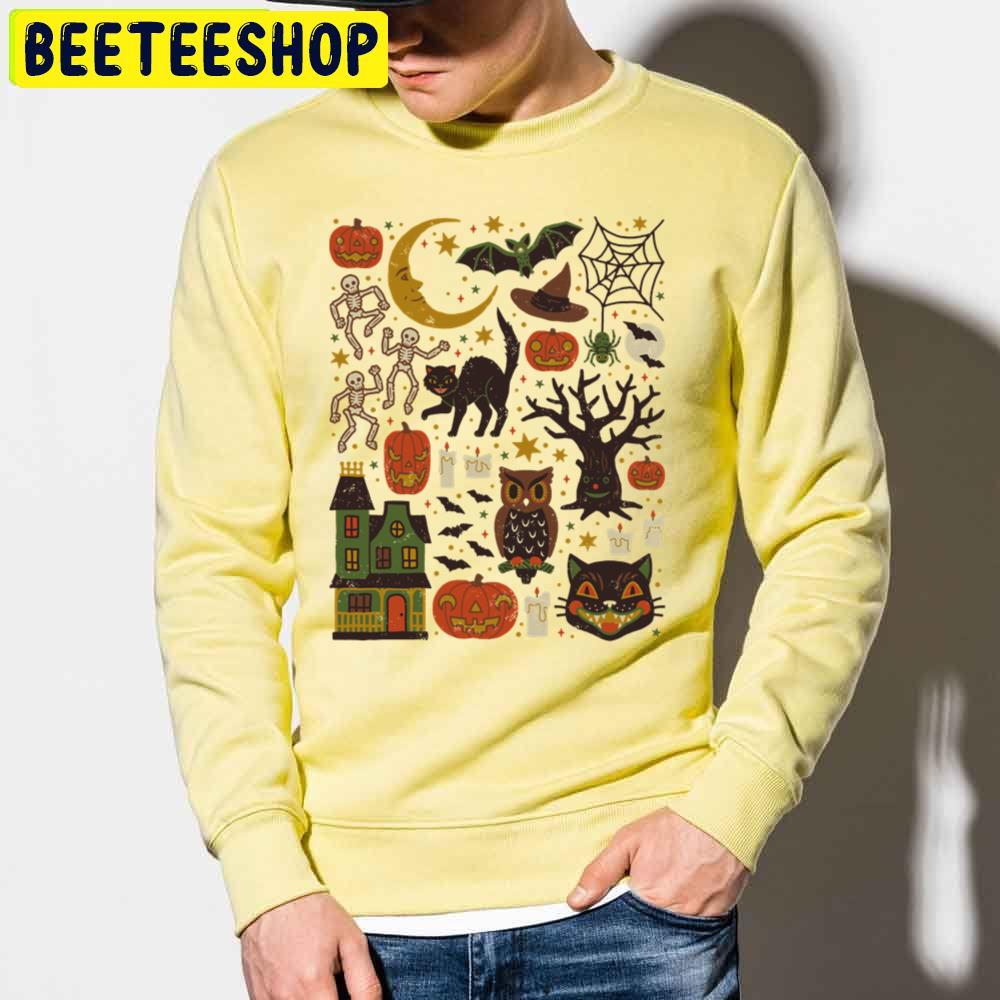 Vintage Halloween Pattern Trending Unisex Sweatshirt Vintage Halloween Pattern Trending Unisex Sweatshirt