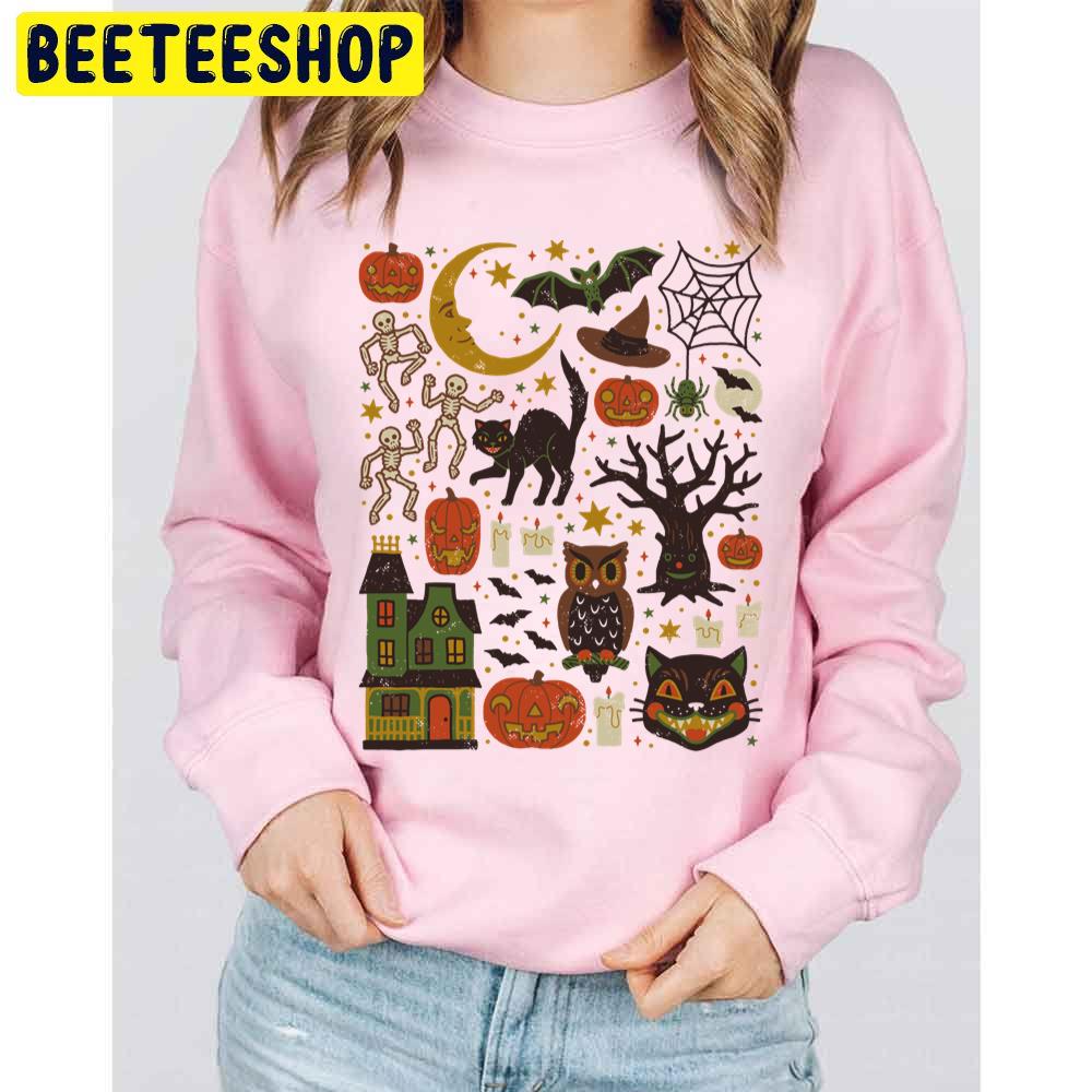 Vintage Halloween Pattern Trending Unisex Sweatshirt Vintage Halloween Pattern Trending Unisex Sweatshirt