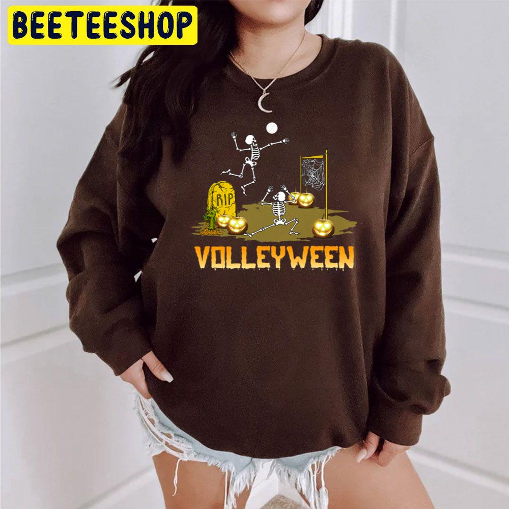 Volleyball Halloween Volleyween Skeleton Unisex Sweatshirt Volleyball Halloween Volleyween Skeleton Unisex Sweatshirt
