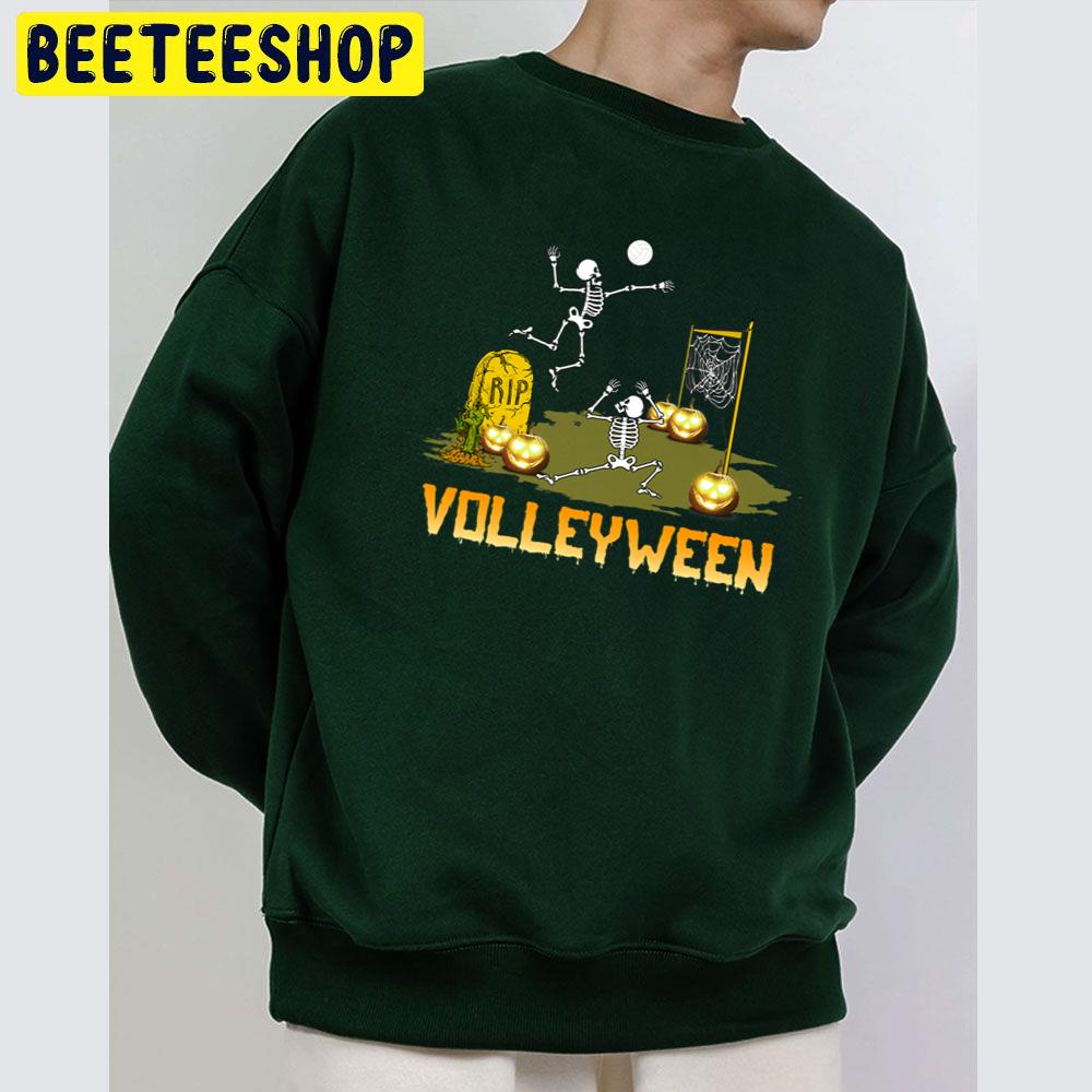 Volleyball Halloween Volleyween Skeleton Unisex Sweatshirt Volleyball Halloween Volleyween Skeleton Unisex Sweatshirt
