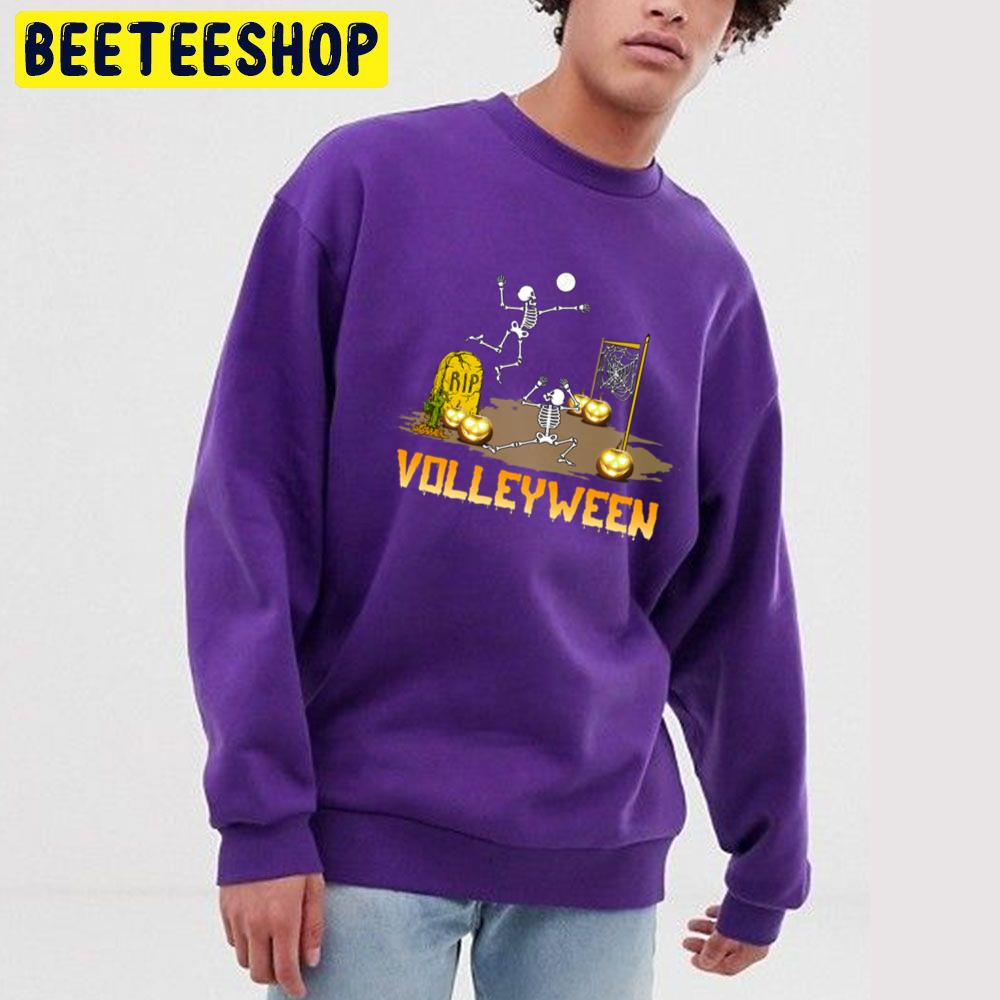 Volleyball Halloween Volleyween Skeleton Unisex Sweatshirt Volleyball Halloween Volleyween Skeleton Unisex Sweatshirt