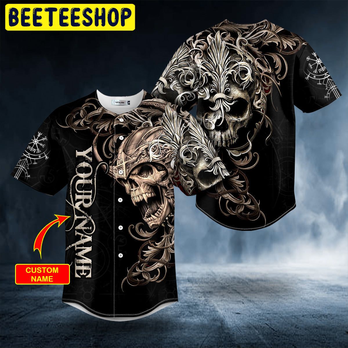 Warrior Skull King Viking Custom Trending Baseball Jersey Warrior Skull King Viking Custom Trending Baseball Jersey