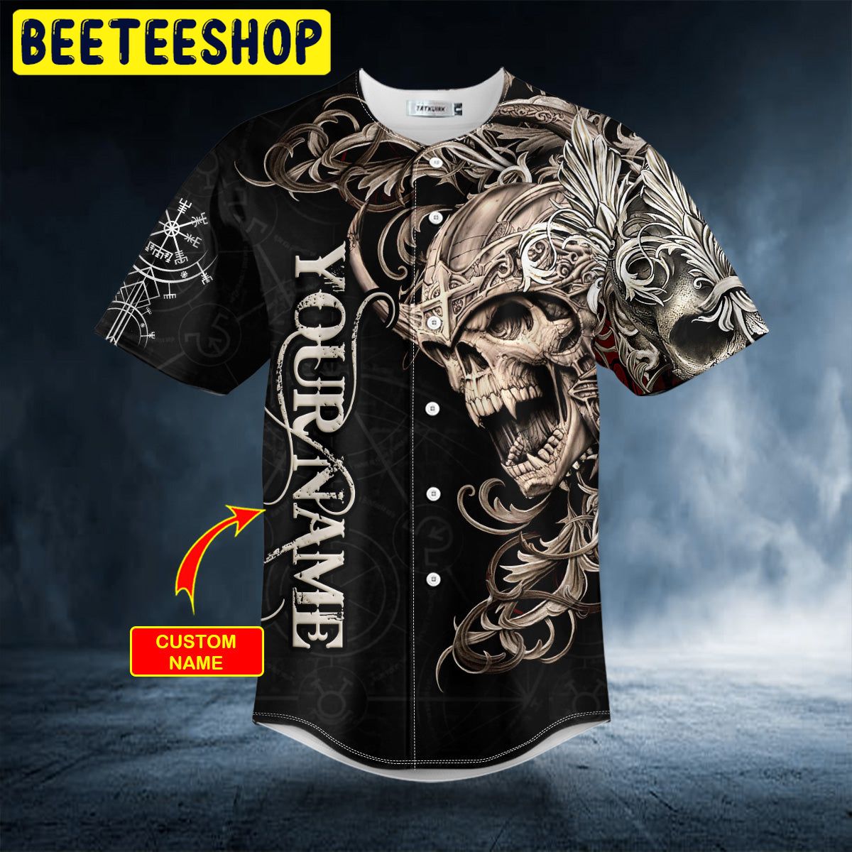 Warrior Skull King Viking Custom Trending Baseball Jersey Warrior Skull King Viking Custom Trending Baseball Jersey