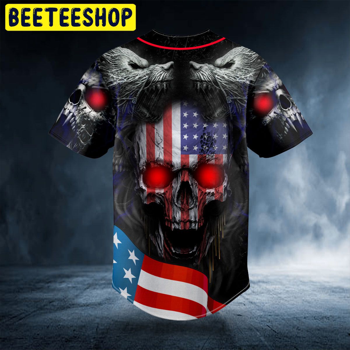 Werewolves U.S Flag Patriotic Skull Trending Baseball Jersey Werewolves U.S Flag Patriotic Skull Trending Baseball Jersey