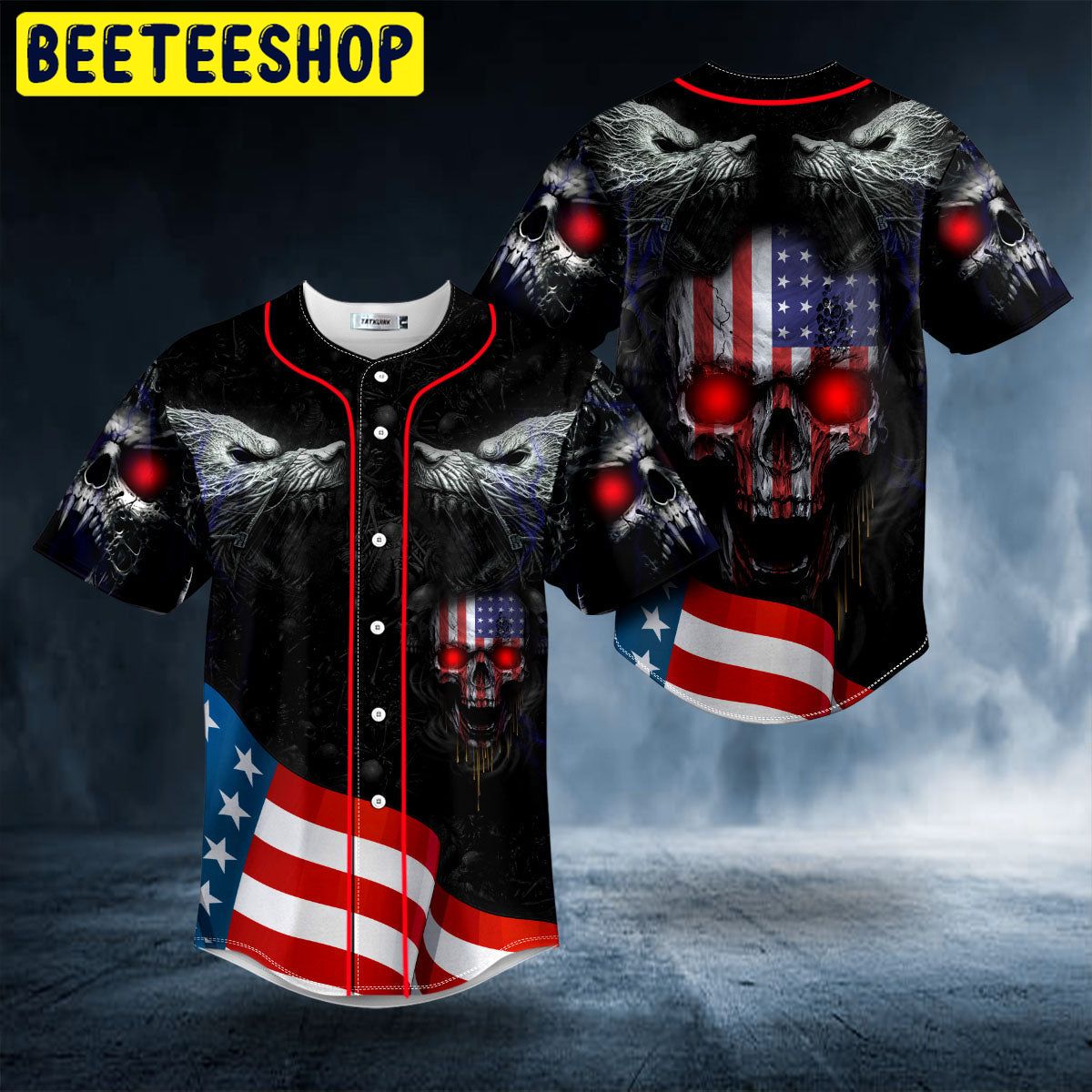 Werewolves U.S Flag Patriotic Skull Trending Baseball Jersey Werewolves U.S Flag Patriotic Skull Trending Baseball Jersey
