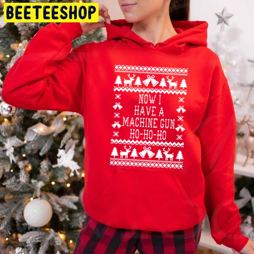 White Art Now I Have A Machine Gun Ho Ho Ho Ugly Pattern Christmas Trending Unisex Hoodie White Art Now I Have A Machine Gun Ho Ho Ho Ugly Pattern Christmas Trending Unisex Hoodie