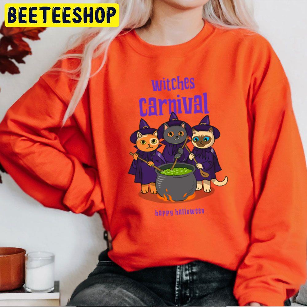 Witches Carnival Happy Halloween Cat Lover Unisex Sweatshirt Witches Carnival Happy Halloween Cat Lover Unisex Sweatshirt
