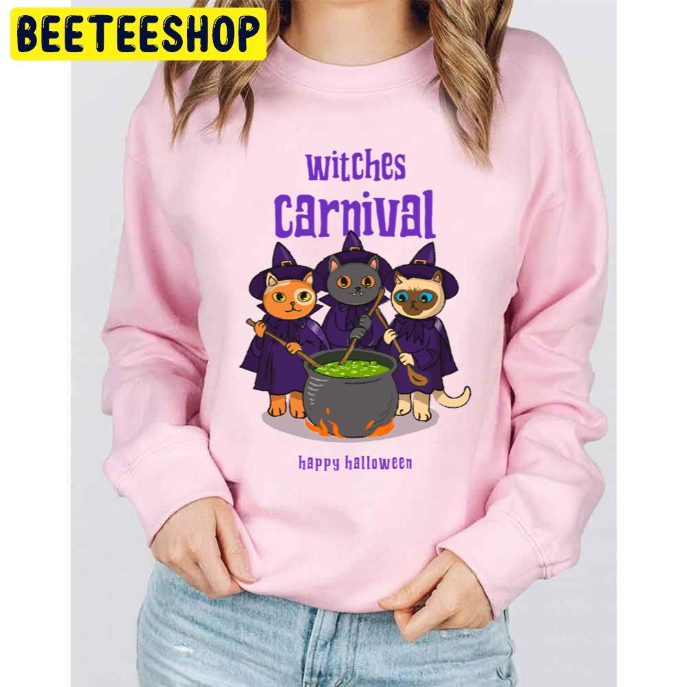 Witches Carnival Happy Halloween Cat Lover Unisex Sweatshirt Witches Carnival Happy Halloween Cat Lover Unisex Sweatshirt
