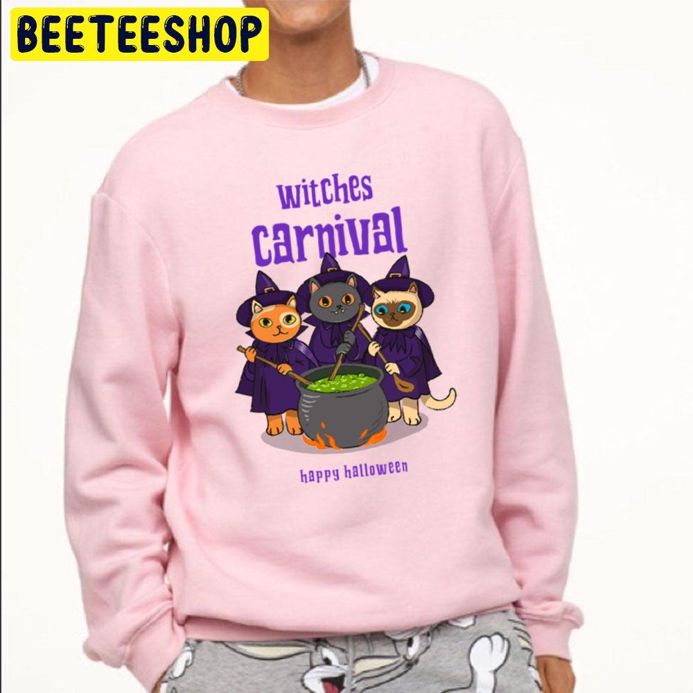 Witches Carnival Happy Halloween Cat Lover Unisex Sweatshirt Witches Carnival Happy Halloween Cat Lover Unisex Sweatshirt