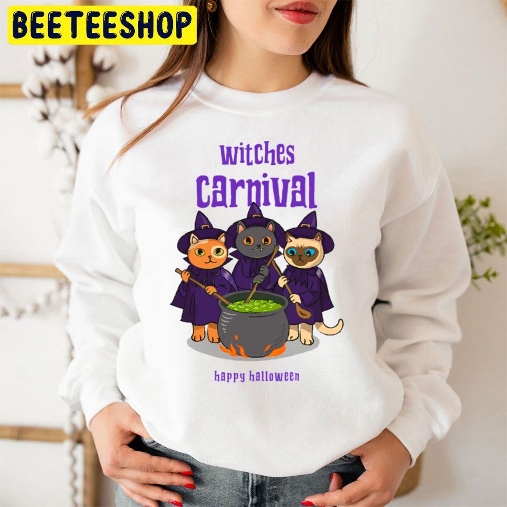 Witches Carnival Happy Halloween Cat Lover Unisex Sweatshirt Witches Carnival Happy Halloween Cat Lover Unisex Sweatshirt