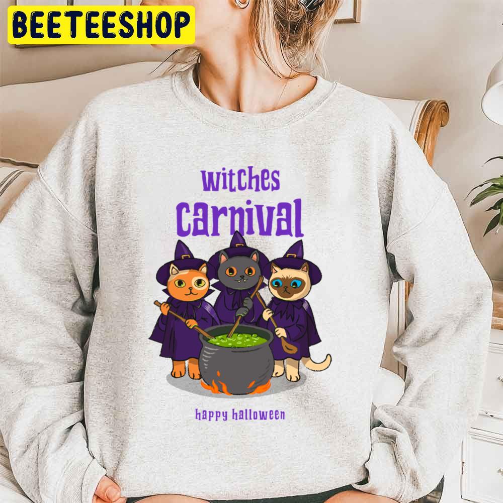 Witches Carnival Happy Halloween Cat Lover Unisex Sweatshirt Witches Carnival Happy Halloween Cat Lover Unisex Sweatshirt