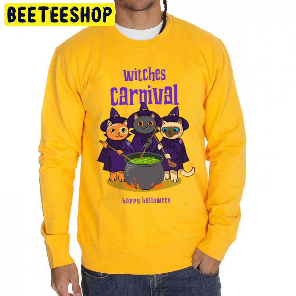 Witches Carnival Happy Halloween Cat Lover Unisex Sweatshirt Witches Carnival Happy Halloween Cat Lover Unisex Sweatshirt