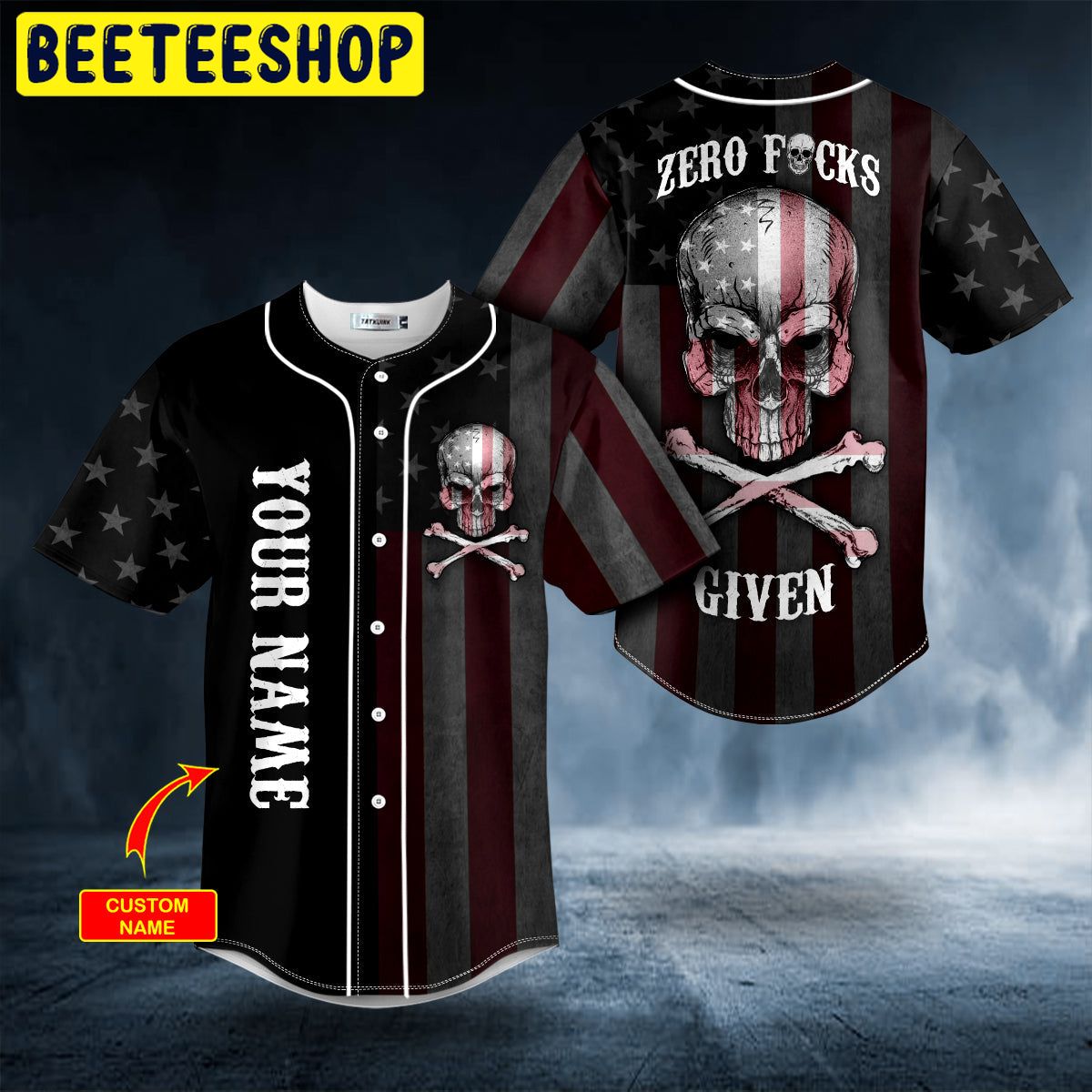 Zero F Given American Flag Skull Custom Trending Baseball Jersey Zero F Given American Flag Skull Custom Trending Baseball Jersey