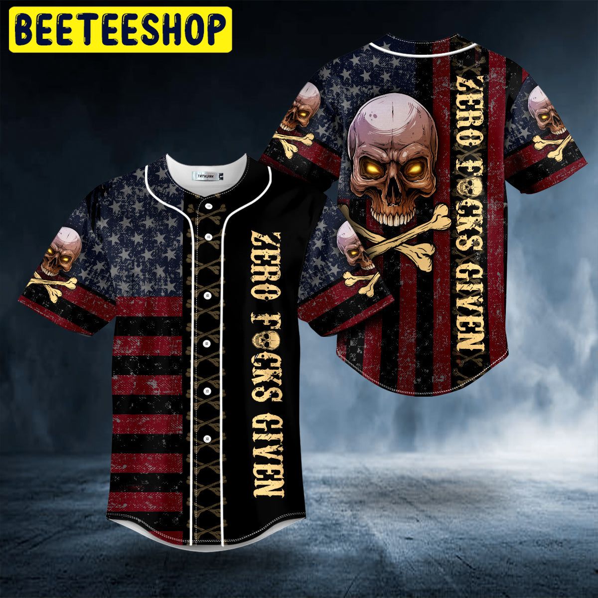 Zero F Given USA Flag Crossbones Skull Custom Trending Baseball Jersey Zero F Given USA Flag Crossbones Skull Custom Trending Baseball Jersey