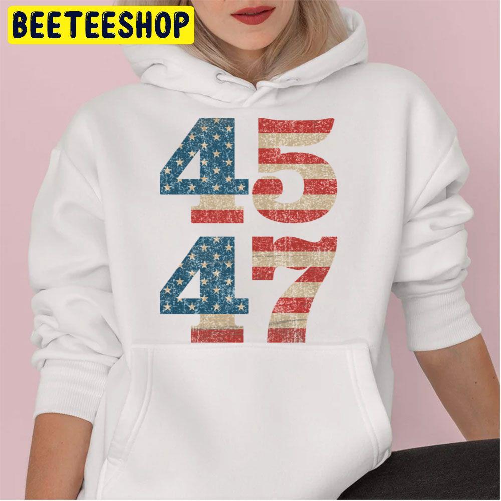 45 47 Trump 2024 Vintage Usa American Flag Trending Unisex Hoodie 45 47 Trump 2024 Vintage Usa American Flag Trending Unisex Hoodie