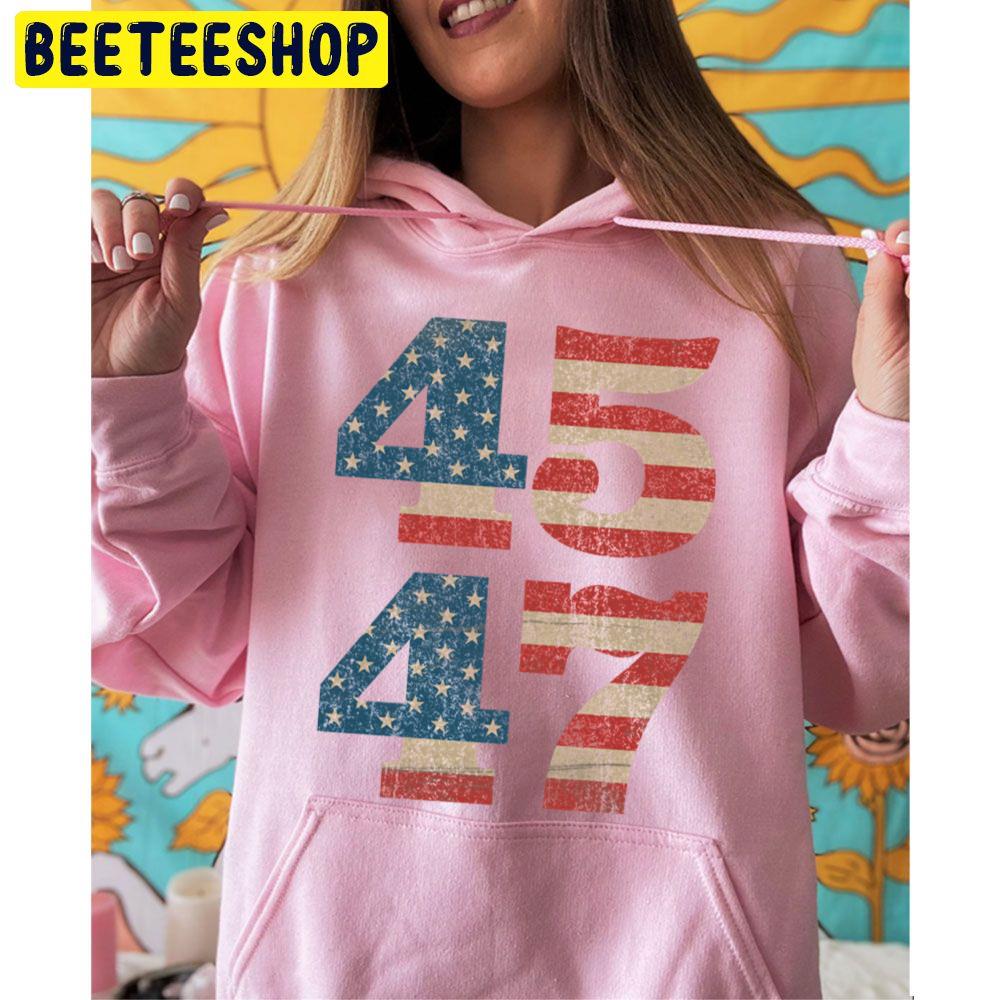 45 47 Trump 2024 Vintage Usa American Flag Trending Unisex Hoodie 45 47 Trump 2024 Vintage Usa American Flag Trending Unisex Hoodie