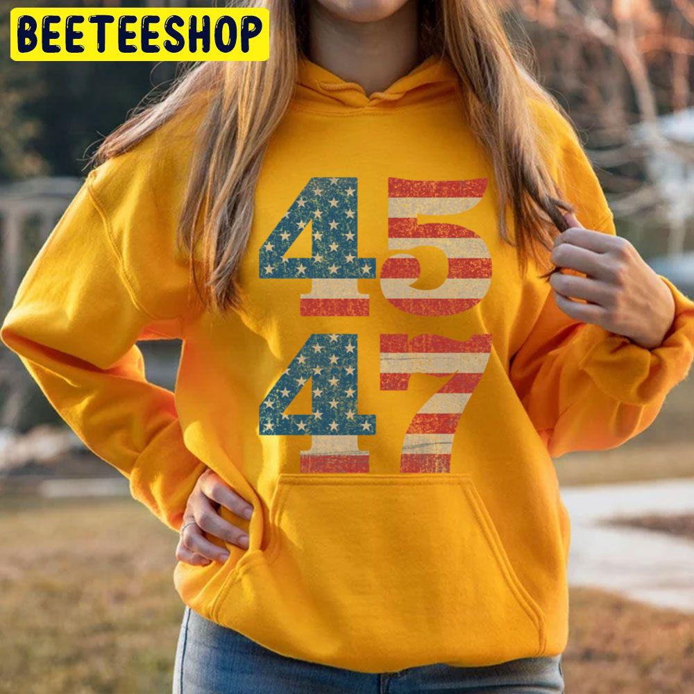 45 47 Trump 2024 Vintage Usa American Flag Trending Unisex Hoodie 45 47 Trump 2024 Vintage Usa American Flag Trending Unisex Hoodie
