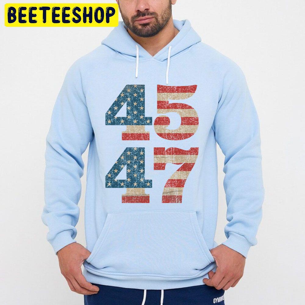 45 47 Trump 2024 Vintage Usa American Flag Trending Unisex Hoodie 45 47 Trump 2024 Vintage Usa American Flag Trending Unisex Hoodie