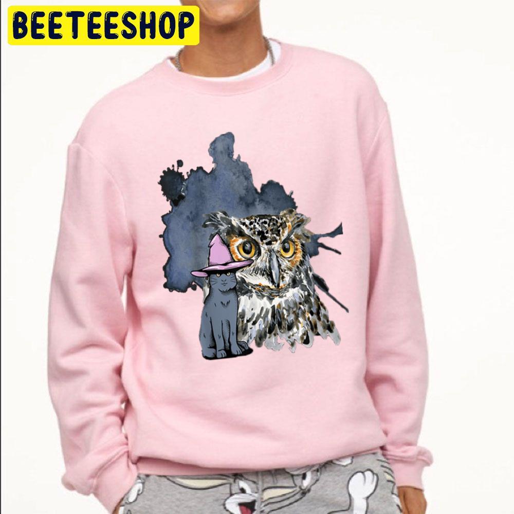 A Cat And An Owl Funny Pet Owner Trending Unisex Sweatshirt A Cat And An Owl Funny Pet Owner Trending Unisex Sweatshirt