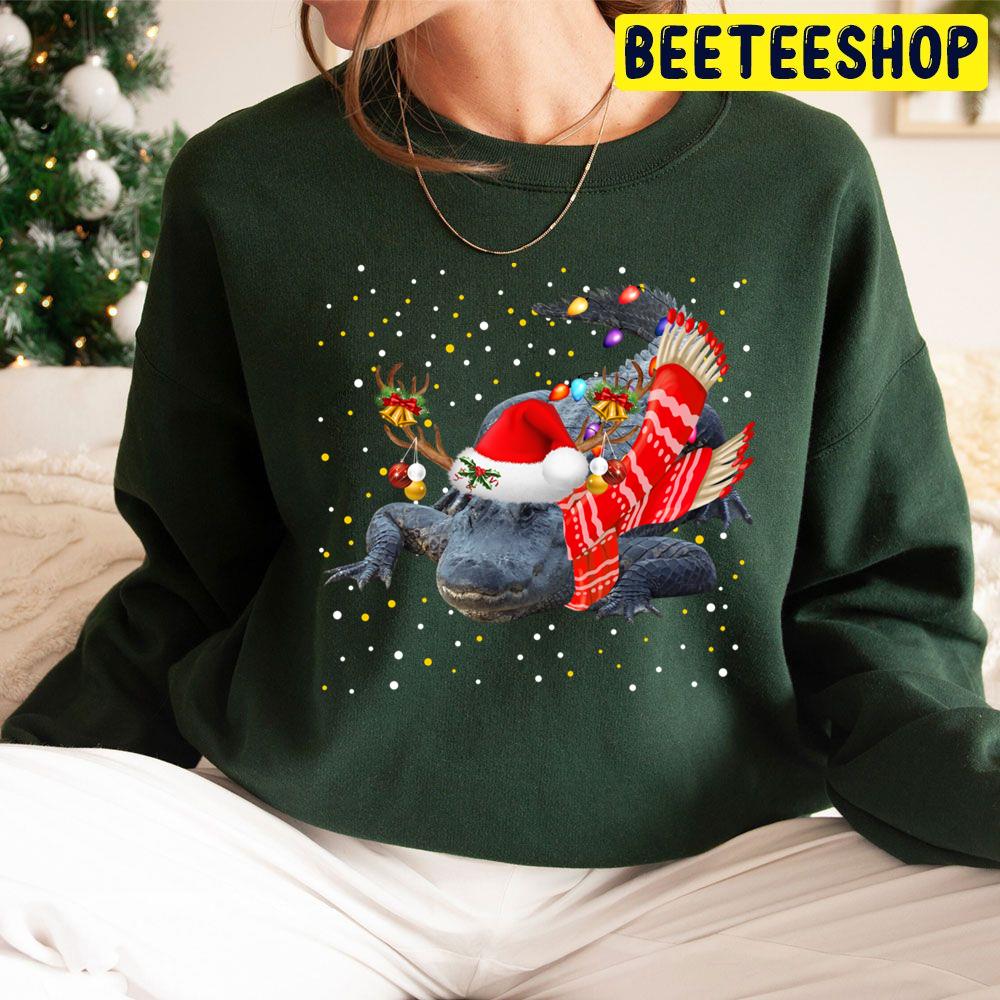 Alligator Reindeer Crocodile Christmas Light Trending Unisex Hoodie Alligator Reindeer Crocodile Christmas Light Trending Unisex Hoodie