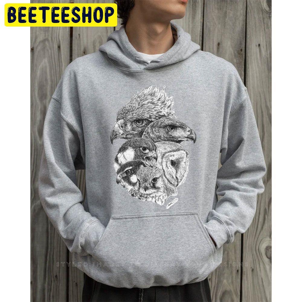 Bird Of Prey Ink Illustration Trending Unisex Hoodie Bird Of Prey Ink Illustration Trending Unisex Hoodie