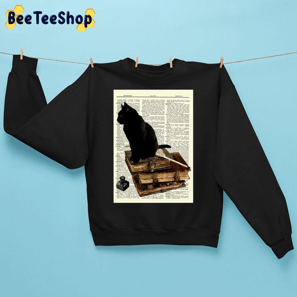 Black Cat Vintage Books Dictionary Curious Picture Old Book Trending Unisex Sweatshirt Black Cat Vintage Books Dictionary Curious Picture Old Book Trending Unisex Sweatshirt