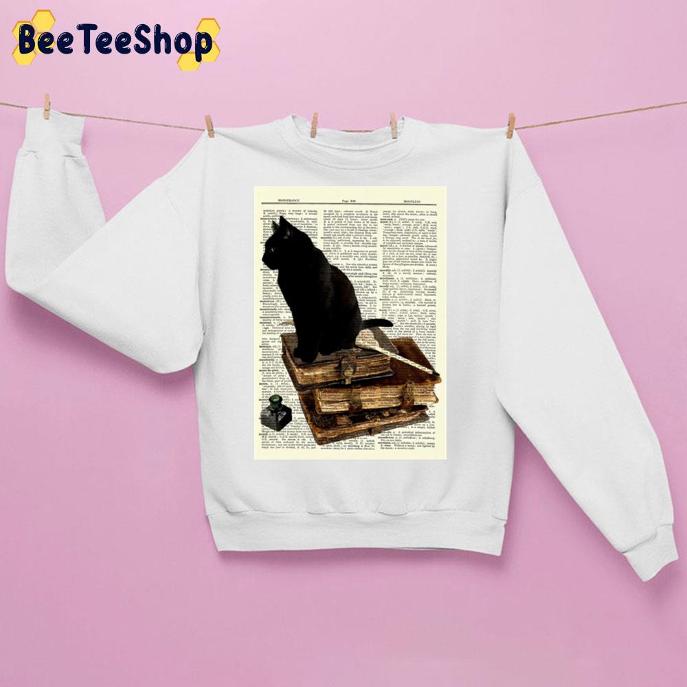 Black Cat Vintage Books Dictionary Curious Picture Old Book Trending Unisex Sweatshirt Black Cat Vintage Books Dictionary Curious Picture Old Book Trending Unisex Sweatshirt