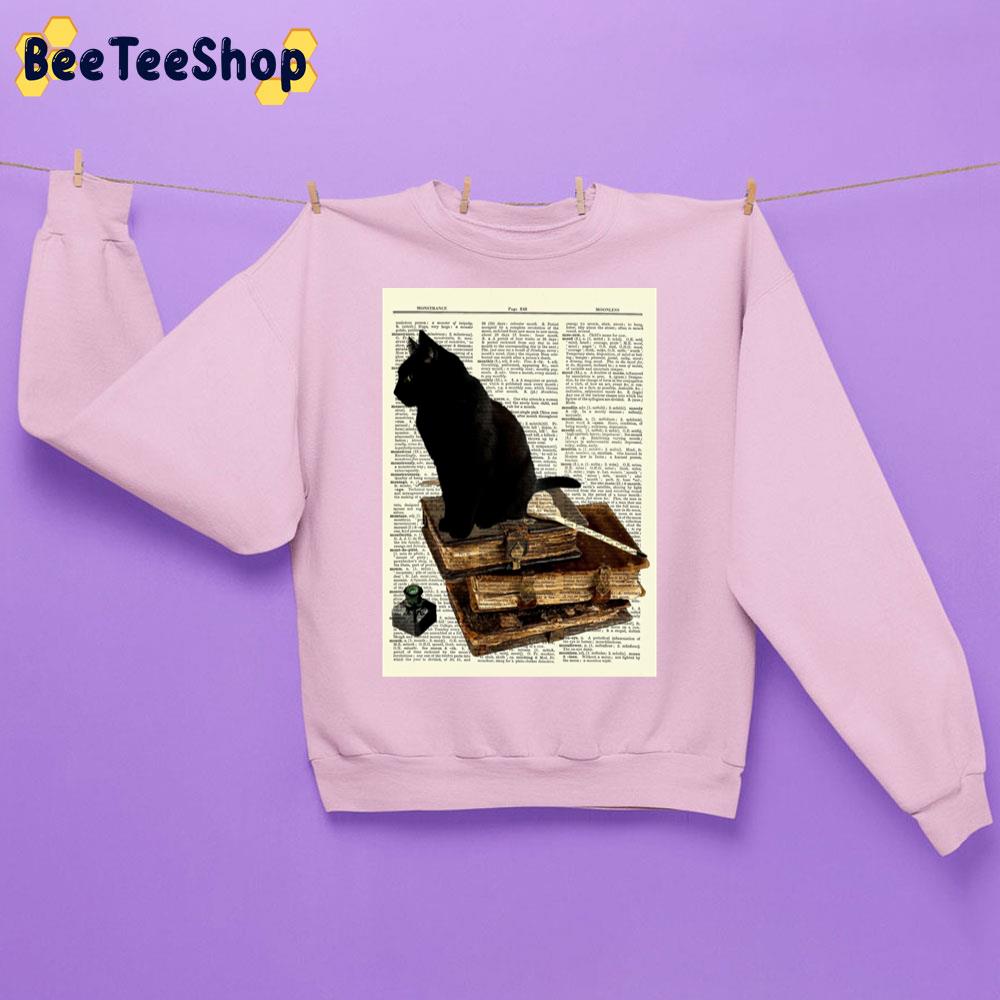 Black Cat Vintage Books Dictionary Curious Picture Old Book Trending Unisex Sweatshirt Black Cat Vintage Books Dictionary Curious Picture Old Book Trending Unisex Sweatshirt