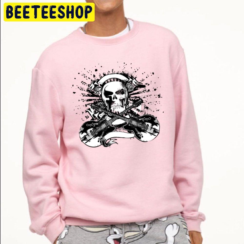 Black White Skull Guitar Art Trending Unisex Sweatshirt Black White Skull Guitar Art Trending Unisex Sweatshirt