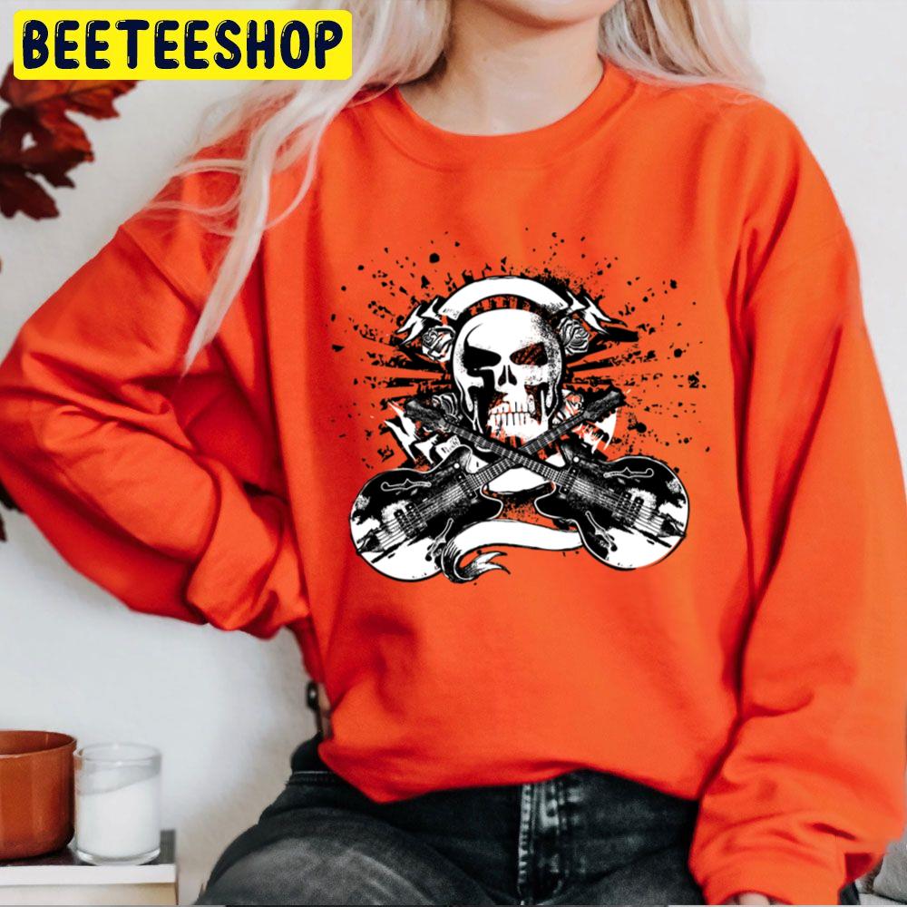 Black White Skull Guitar Art Trending Unisex Sweatshirt Black White Skull Guitar Art Trending Unisex Sweatshirt