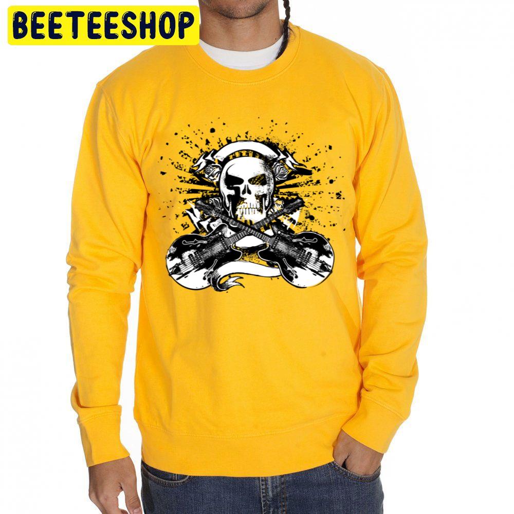 Black White Skull Guitar Art Trending Unisex Sweatshirt Black White Skull Guitar Art Trending Unisex Sweatshirt